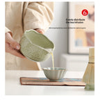 Matcha Whisk Set, Ceramic Matcha Kit Set Includes Matcha Bowl, and Holder, Bamboo Scoop, Scoop Rest, Sifter and Tea Towel - 8 Pcs Matcha Kit for Matcha Lovers (Mottled Green)