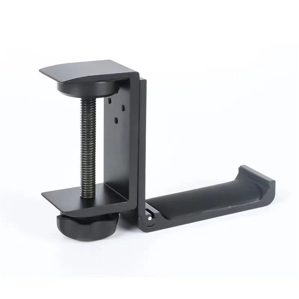 New Foldable Headphone Stand Hanger Holder Aluminum Headset Soundbar Stand Clamp Hook Under Desk Space Save Mount, Universal Fit Gaming Headphones, Black