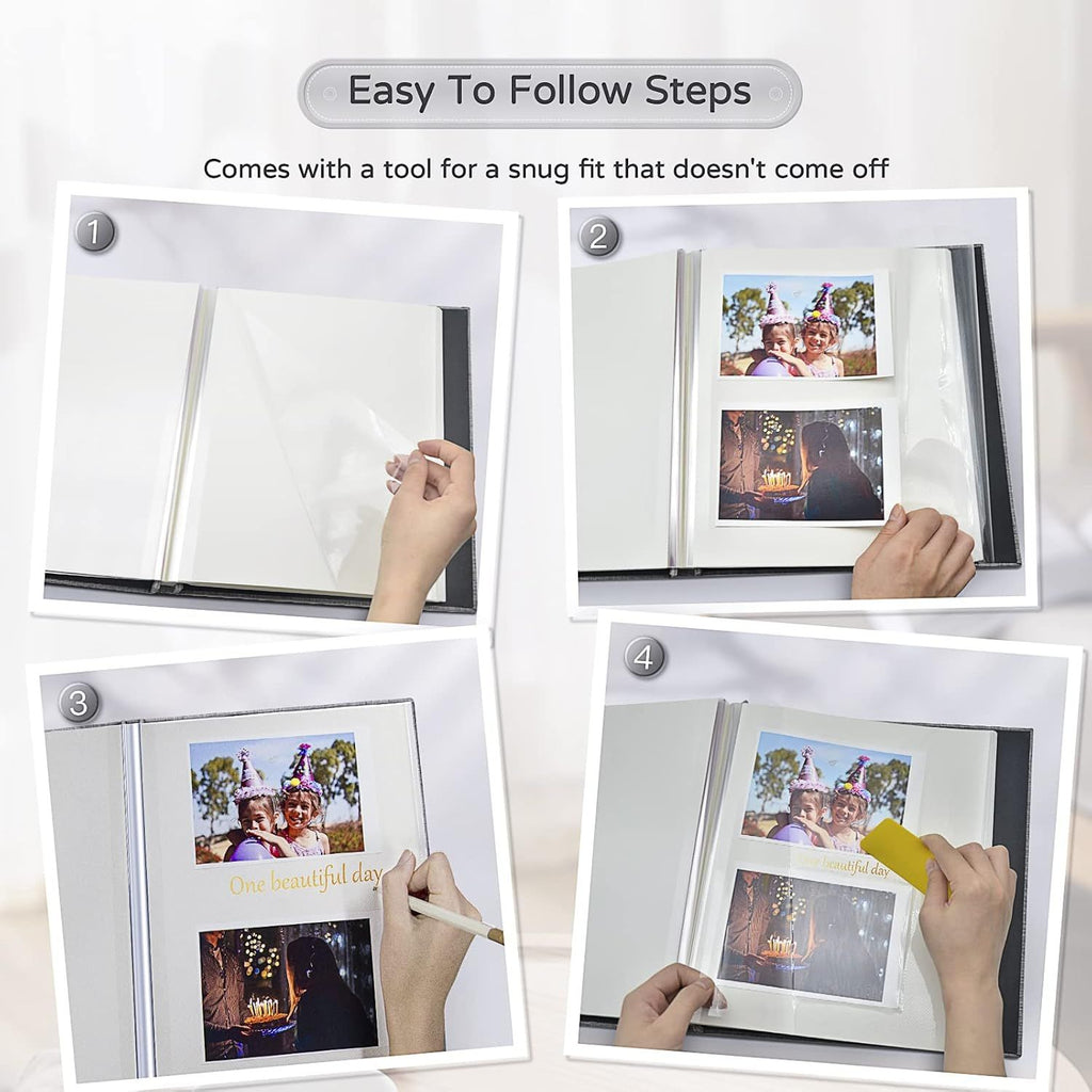 Large Photo Album Self Adhesive 4x6 5x7 8x10 Scrapbook Album DIY Picture Book,Gifts for Mom,Family Baby and Wedding,with Metal Pen and Plastic Board