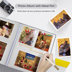 Large Photo Album Self Adhesive 4x6 5x7 8x10 Scrapbook Album DIY Picture Book,Gifts for Mom,Family Baby and Wedding,with Metal Pen and Plastic Board