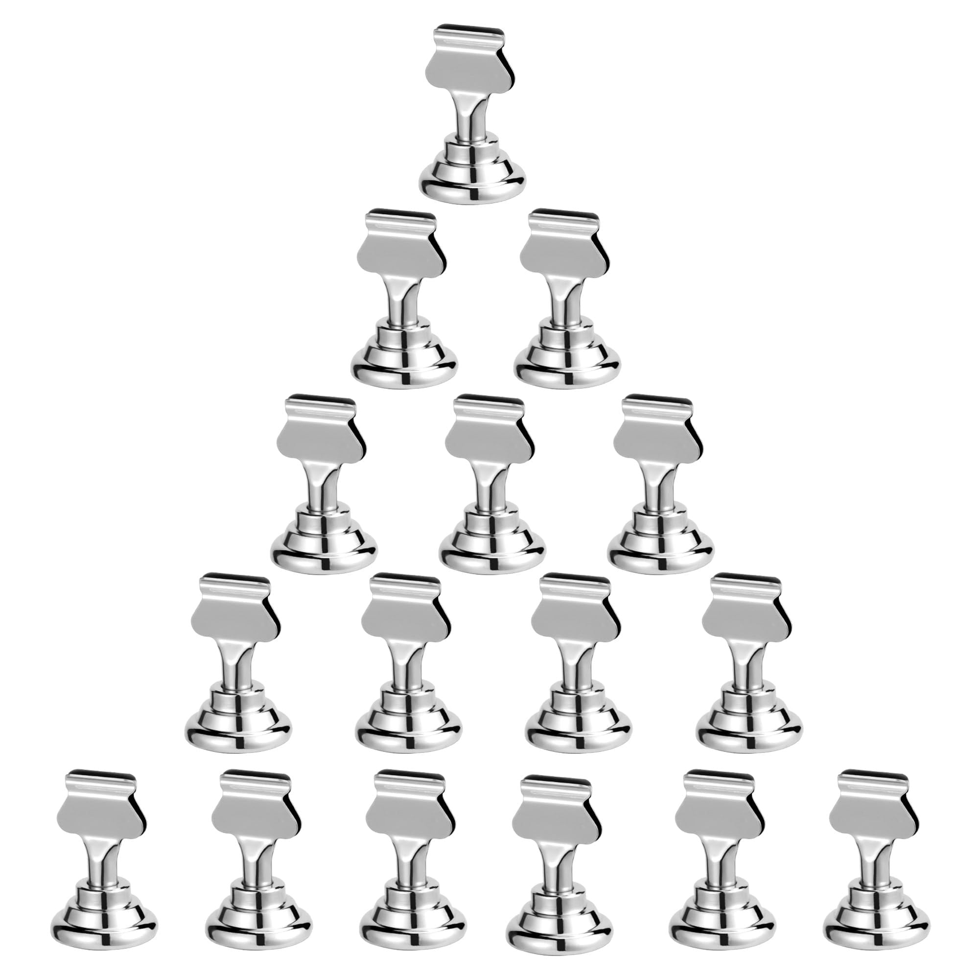 16PK Table Number Holders Place Card Holders 1.7 Inch Table Card Holders Steel Card Holders for Photos, Food Signs, Memo Notes, Weddings, Restaurants, Birthdays(Silver)