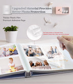 Photo Album Self Adhesive Scrapbook Album for  Pictures,40 Pages Linen Cover with Display Window DIY Photo Book,Ideal Gifts for Family Travel Wedding Baby