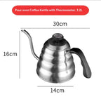 1.2L Pour Over Coffee Kettle, Small Gooseneck Kettle with Thermometer and Ergonomic handle, Pour Over Kettle Stainless Steel  Gooseneck Tea Kettle for all occasions.