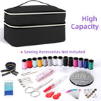 Sewing Supplies Organizer Bag Sewing Box for Women Sewing Organizer Small Storage Bag Sewing Basket Travel Sewing Box for Sewing Supplies, Scissors, Thread, Pins, Needles, Clips (Black)BagOnly