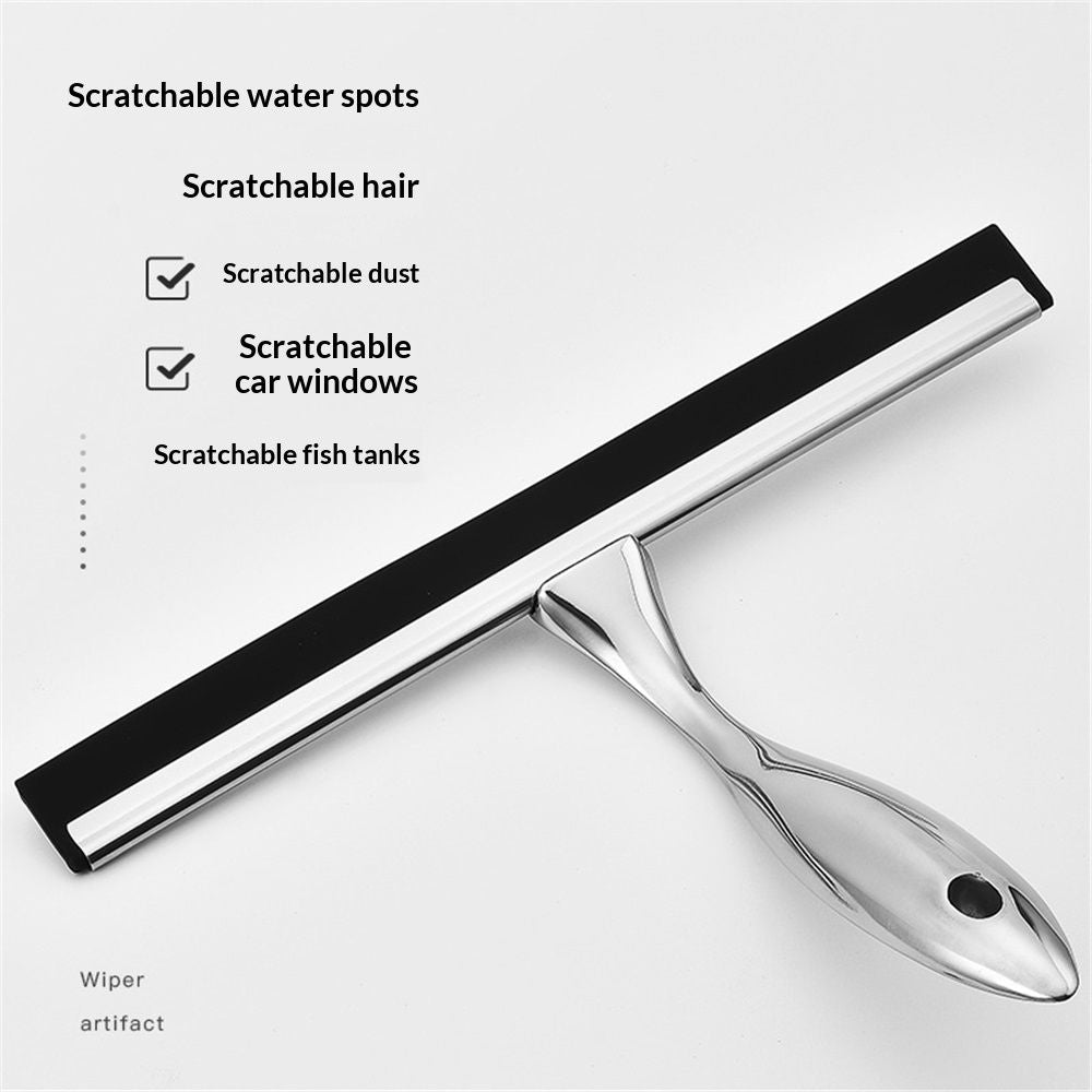 All-Purpose Shower Squeegee for Shower Doors, Bathroom, Window and Car Glass - Stainless Steel, （Scraper+Square Adhesive Hook）