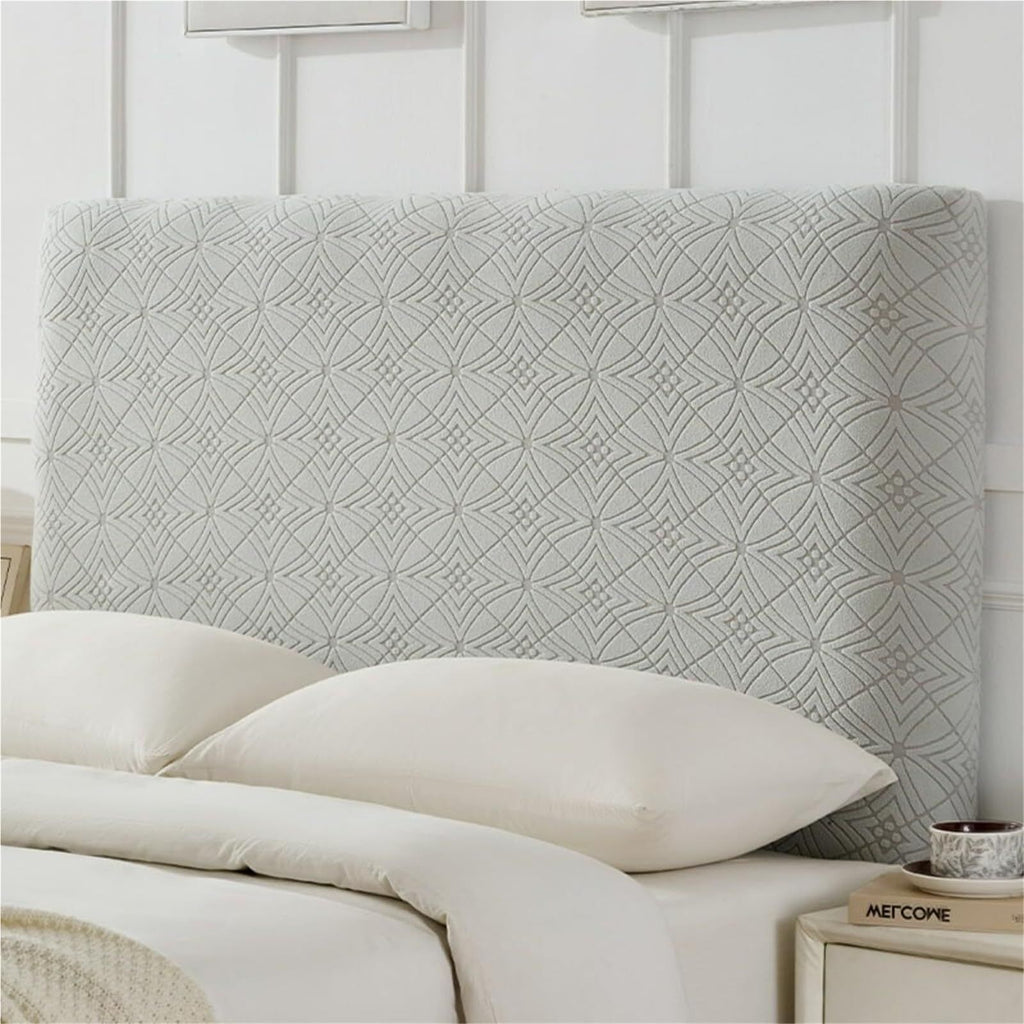 Elastic headboard cover suitable for flip cover of bed headboard, jacquard headboard dust protection cover for bedroom decoration（light gray 1.5m）