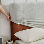 Elastic headboard cover suitable for flip cover of bed headboard, jacquard headboard dust protection cover for bedroom decoration（light gray 1.5m）