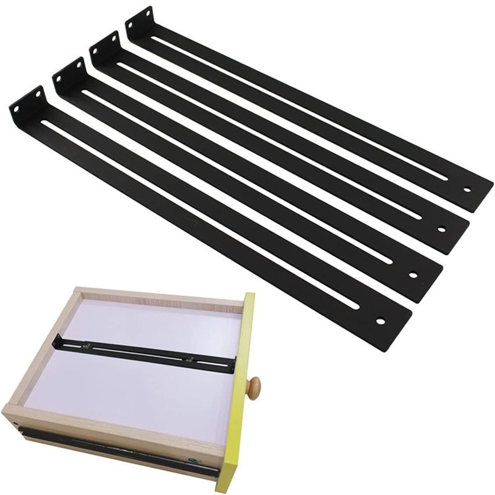 Drawer Repair Kit, Furniture Repair Accessories Brackets Middle Mount to Reinforce and Repair Broken Wooden/Chipboard/ Drawers Cabinet - Heavy Duty Steel Hardware Include Screws(4pcs)
