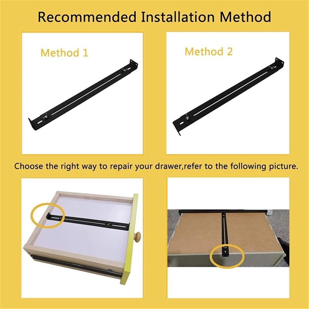 Drawer Repair Kit, Furniture Repair Accessories Brackets Middle Mount to Reinforce and Repair Broken Wooden/Chipboard/ Drawers Cabinet - Heavy Duty Steel Hardware Include Screws(4pcs)