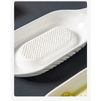 Ceramic Ginger Grater Plate with Scraper for Grinding Wasabi Ginger Garlic Cheese Fruits Vegetables（Ship shape * 1, small brush * 1 included）