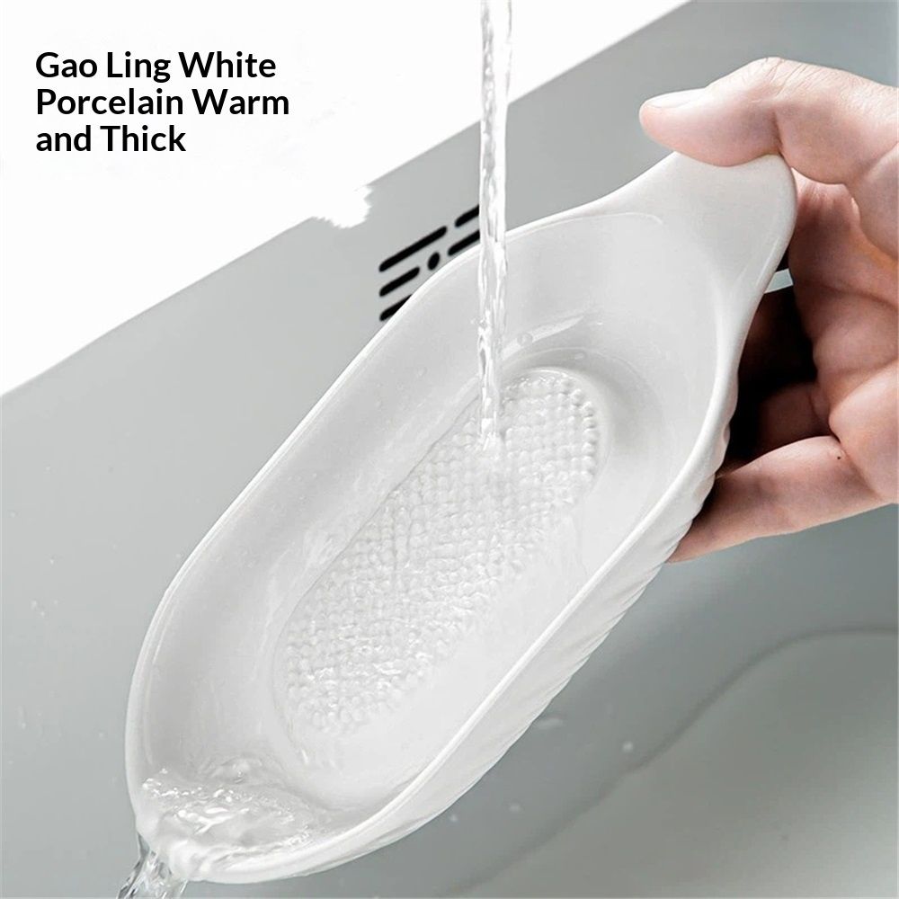 Ceramic Ginger Grater Plate with Scraper for Grinding Wasabi Ginger Garlic Cheese Fruits Vegetables（Ship shape * 1, small brush * 1 included）