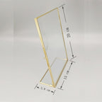 Golden floating photo frame, glass photo frame decoration, desktop stand with tilted bracket, used for pictures, floral art, souvenirs, home office wedding decoration（15*20*5.8cm）