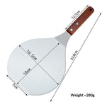 Food transfer shovel stainless steel circular pizza transfer shovel wooden handle large pizza shovel cake safe transfer shovel