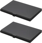 2pcs  Business Card Holder, Aluminum Alloy Flip Cover Slim Name Cards Case for Women Men, Black