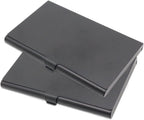 2pcs  Business Card Holder, Aluminum Alloy Flip Cover Slim Name Cards Case for Women Men, Black