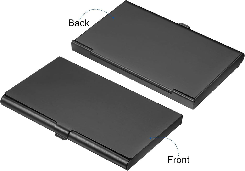 2pcs  Business Card Holder, Aluminum Alloy Flip Cover Slim Name Cards Case for Women Men, Black