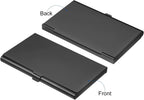 2pcs  Business Card Holder, Aluminum Alloy Flip Cover Slim Name Cards Case for Women Men, Black