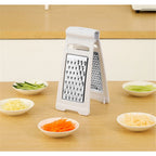 Professional Cheese Grater, Stainless Steel Foldable Food Grater with Non Slip Handle, Multi-Functional Handheld Shredder for Cheese, Potatoes, Vegetables（white）