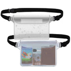 Waterproof Pouch with Waist Strap (2 Pack) | Beach Accessories Best Way to Keep Your Phone and Valuables Safe and Dry | Perfect for Boating Swimming Snorkeling Kayaking Beach Pool（white,Only bags）