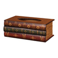 Crafted Classical Retro Wooden Antique Book Tissue Box Cover Rectangular Tissue Holder Dispenser Paper Cover Case Napkin Holder Home Decor for Bathroom Living Room Office car Kitchen