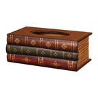 Crafted Classical Retro Wooden Antique Book Tissue Box Cover Rectangular Tissue Holder Dispenser Paper Cover Case Napkin Holder Home Decor for Bathroom Living Room Office car Kitchen