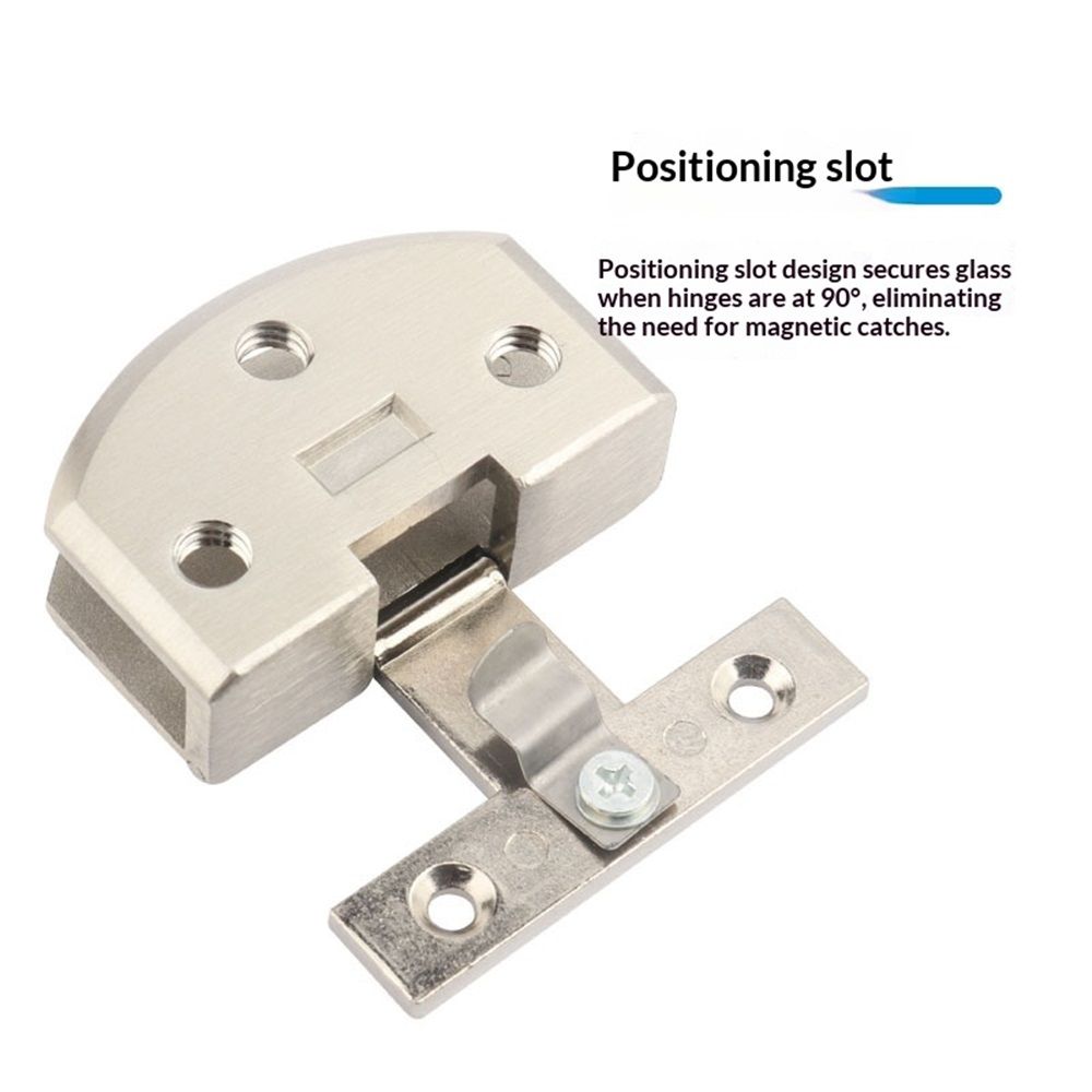 Cabinet Glass Door Hinge,4 Pcs 90 Degrees Frameless Glass Door Hinge for Cupboard Display Clip Showcase Wine Cabinet Clamp Gate Silver