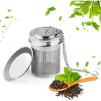 2 pack Tea Infusers for Loose Tea, Extra Fine Mesh Tea Strainers, Stainless Steel Loose Leaf Tea Steeper Tea Diffusers with Extended Chain Hook and Drip Tray