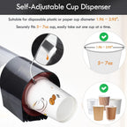 Cup Dispenser, Water Cooler Pull Type Cup Holder Fits 5oz - 7oz Cone or Flat Bottom Cups,14" Tube Length Black