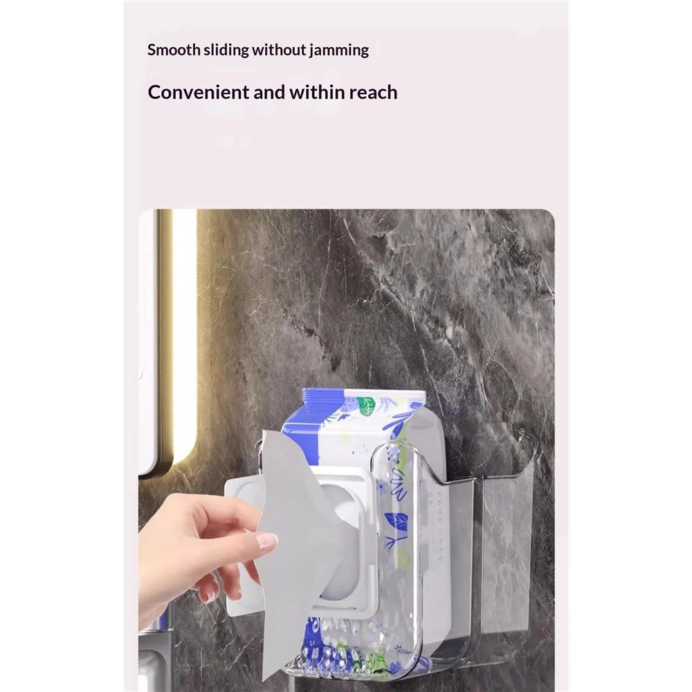 2 Pcs Bathroom Toilet Wall-Mounted Wet Wipes Dispenser Kitchen Wipes Wall Mount Storage Box (Transparent White)