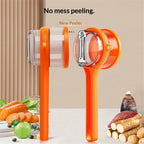 2 pack Kitchen Special Fruit Peeler with Box Storage, New Sided Stainless Steel Multi-Function Peelers, Upgrade Vegetable Peeler with Catcher Peeler with Storage Bucket (Orange)