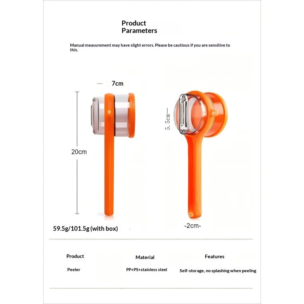 2 pack Kitchen Special Fruit Peeler with Box Storage, New Sided Stainless Steel Multi-Function Peelers, Upgrade Vegetable Peeler with Catcher Peeler with Storage Bucket (Orange)