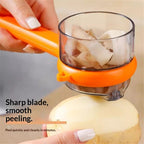 2 pack Kitchen Special Fruit Peeler with Box Storage, New Sided Stainless Steel Multi-Function Peelers, Upgrade Vegetable Peeler with Catcher Peeler with Storage Bucket (Orange)
