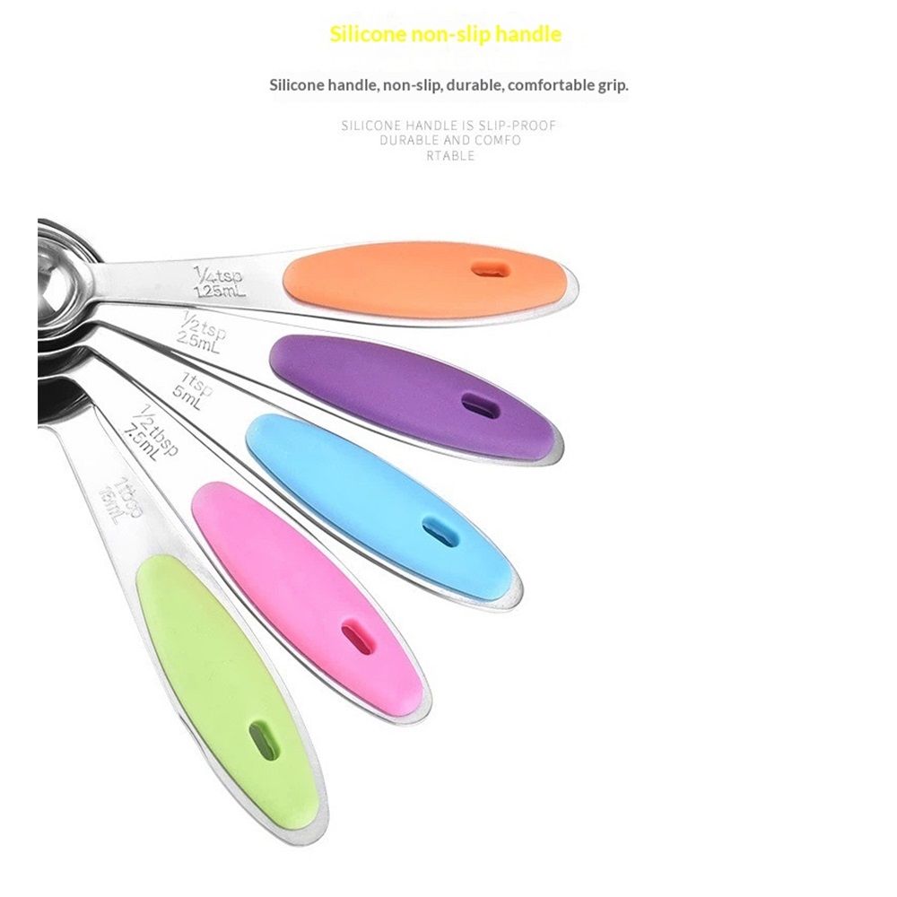 Stainless Steel Measuring Cups Set of 5 – Nesting Measuring Cups for Kitchen – Dry & Liquid Measurements, Dishwasher Safe, Ergonomic Design with Colored Handles