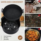 Silicone Air Fryer Liner 2 Pack, 8 inch Non-Stick Reusable Air Fryer Liners for Square and Round Basket, Airfryer Silicone Pot Baking Tray Oven Microwave Accessories, black