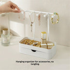 Jewelry Holder Organizer, Jewelry Display Stand with Holder and Plastic Tray, white Double-Layer （only box）