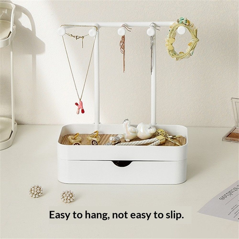 Jewelry Holder Organizer, Jewelry Display Stand with Holder and Plastic Tray, white Double-Layer （only box）