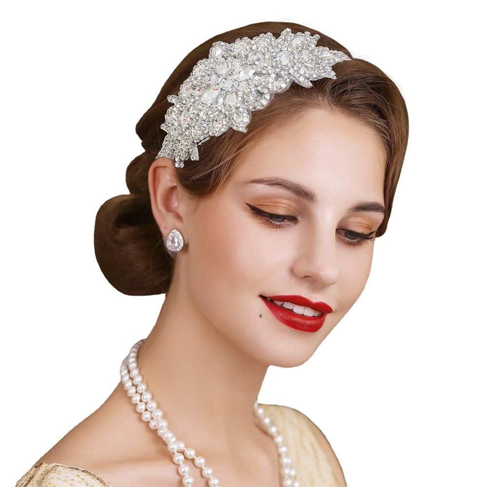 Rhinestone Flapper Headband-Elastic Headpiece, Great Hair Accessories for Women, Handmade crystal bead elastic headband