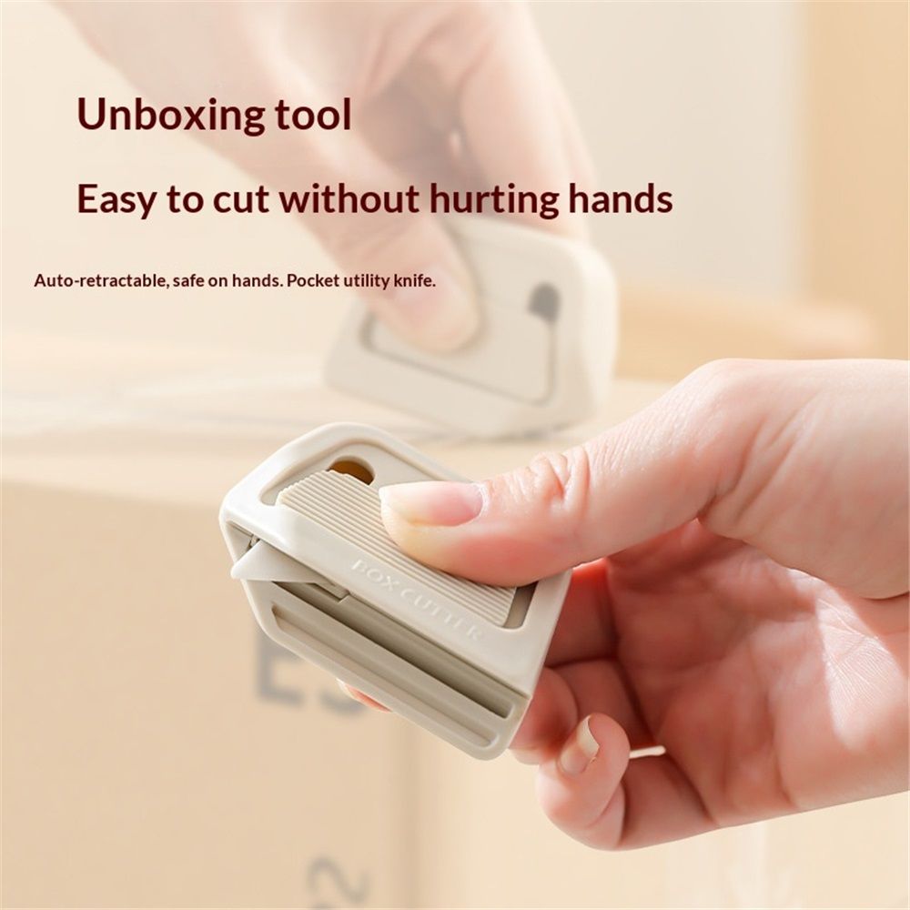 2 pack Mini Ceramic Box Cutter - Auto-Retractable Blade, Magnetic Package Opener, Compact Utility Knife for Mail, Crafts & DIY(2, khaki)