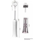 Milk Frother Wand for Coffee, Silent Coffee Foamer Drink Mixer,Handheld Frother Rechargeable Electric Whisk for Latte, Cappuccino, Hot Chocolate, Egg(Home and Travel Set White)