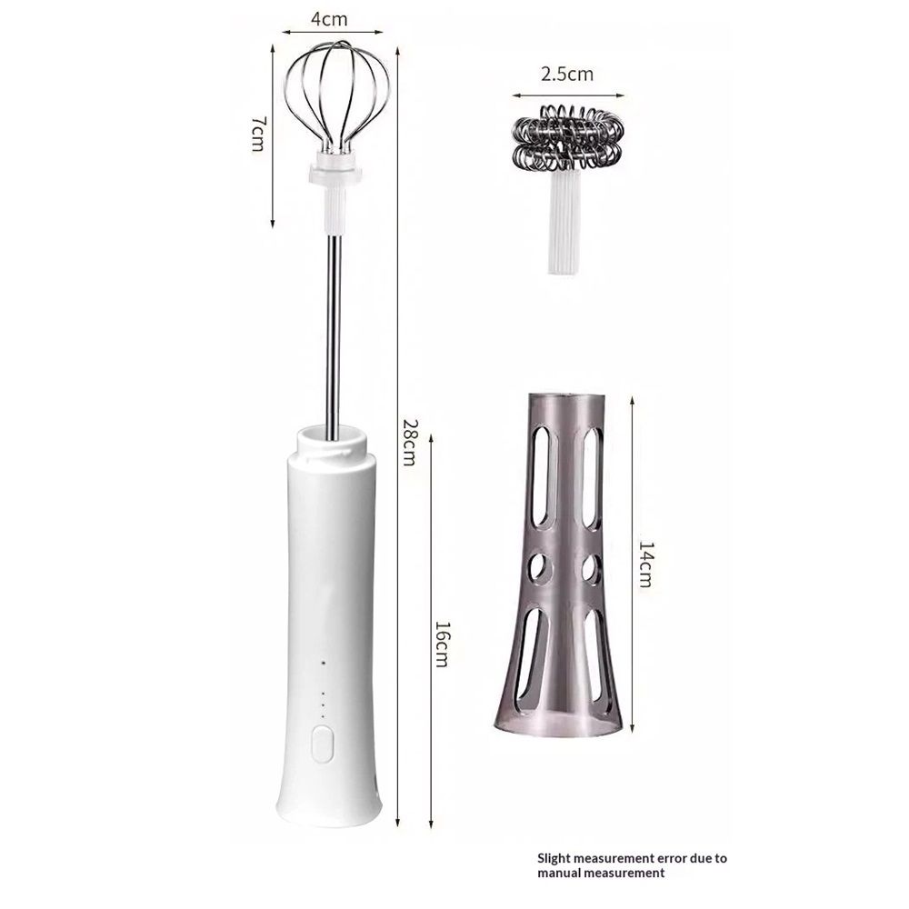 Milk Frother Wand for Coffee, Silent Coffee Foamer Drink Mixer,Handheld Frother Rechargeable Electric Whisk for Latte, Cappuccino, Hot Chocolate, Egg(Home and Travel Set White)