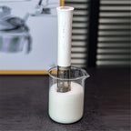 Milk Frother Wand for Coffee, Silent Coffee Foamer Drink Mixer,Handheld Frother Rechargeable Electric Whisk for Latte, Cappuccino, Hot Chocolate, Egg(Home and Travel Set White)
