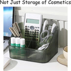 Makeup Organizer Cosmetics Storage Box, Large Capacity Make Up Brush Holder Organizer Vanity Accessories, Bathroom Countertops, Desk Storage Container, Cosmetic Display cases(Green,only box)