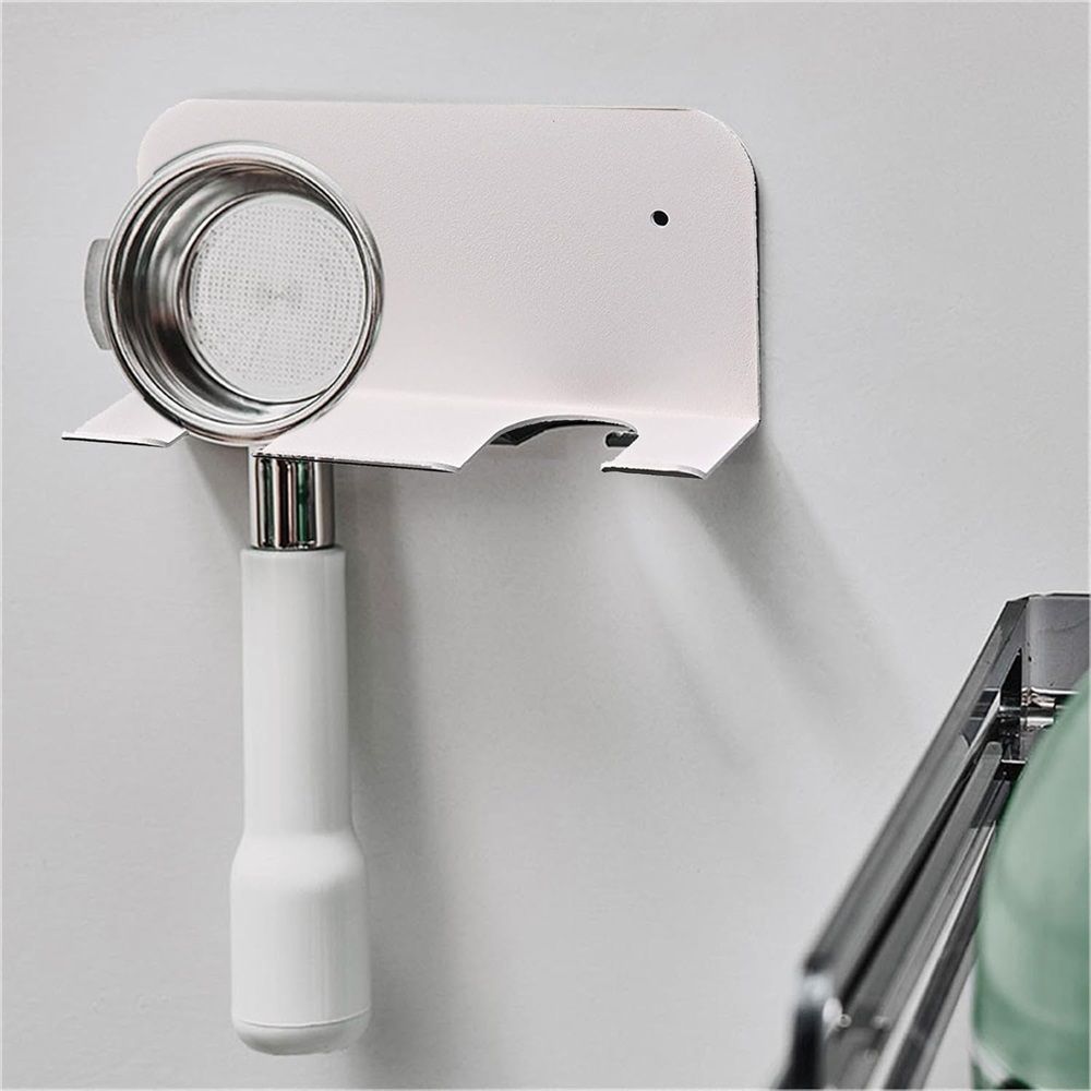 Holder Wall Mount Coffee Portafilter Hanger Self Portafilter Rack for 51mm 53mm 58mm Portafilter (white 2 Slots)
