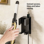 Hair Straightener Holder Wall Mounted Blow Dryer Holder, Blow Dryer and Curling Iron Holder, Hair Dryer and Straightener Holder, Bathroom Hair Tools Organizer and Storage (Black)