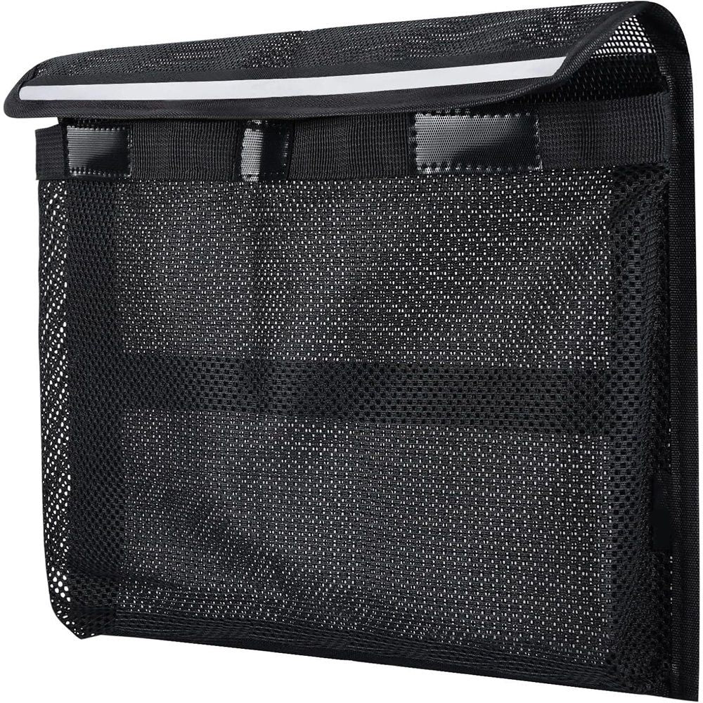 2 pack Heavy Duty Adhesive Mount Closable Boat Storage Bag, Mesh Organizer with Reflective Strips & Hook-and-Loop Fastener for Boat Gear, Fishing Tackle, Home Use(25*34cm)