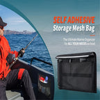 2 pack Heavy Duty Adhesive Mount Closable Boat Storage Bag, Mesh Organizer with Reflective Strips & Hook-and-Loop Fastener for Boat Gear, Fishing Tackle, Home Use(25*34cm)