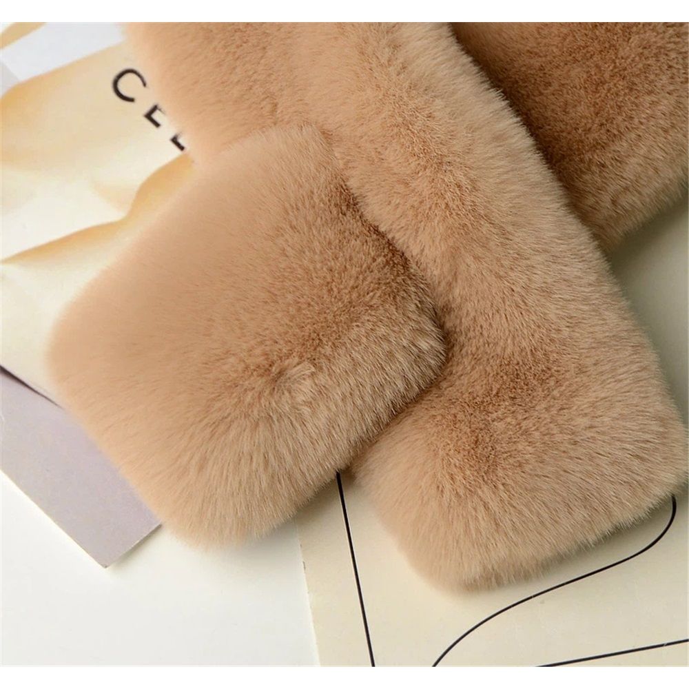 Faux Fur Collar Scarf for Women Winter, Fluffy Scarves Neck Shrug for Cold Weather, Faux Fur Cross Scarf Thick Soft Neck Collar Warm Winter Wrap