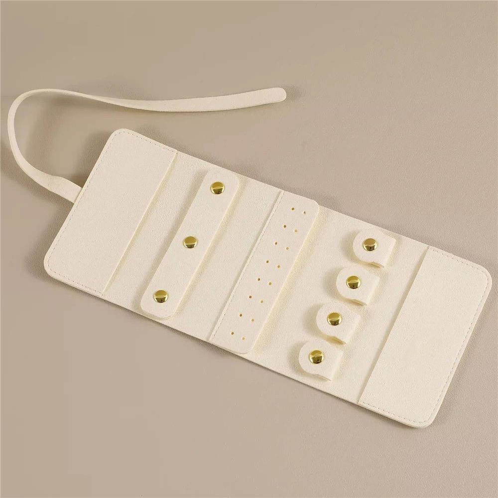 Travel Jewelry Organizer Case, Foldable Jewelry Roll for Necklaces, Earrings, Journey-Rings, Bracelets, Brooches, Portable, white（excluding jewelry）