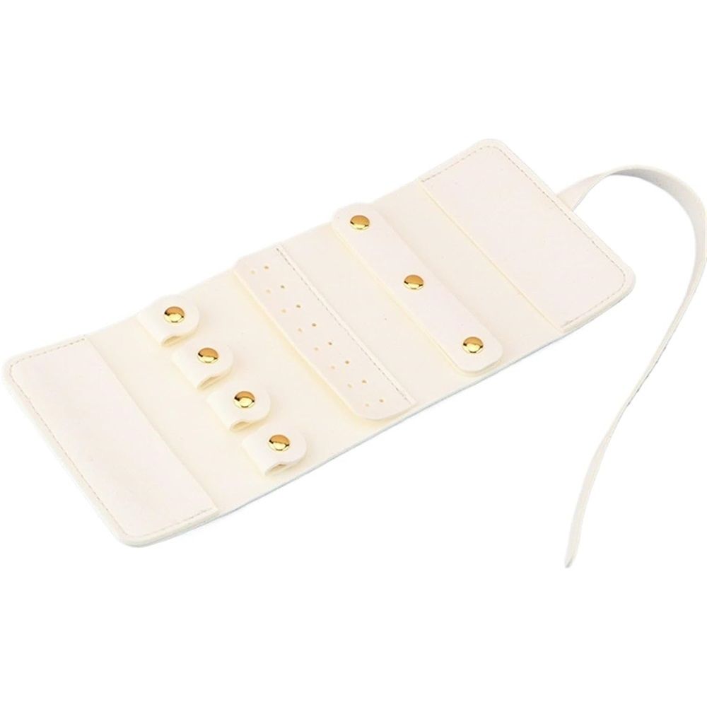 Travel Jewelry Organizer Case, Foldable Jewelry Roll for Necklaces, Earrings, Journey-Rings, Bracelets, Brooches, Portable, white（excluding jewelry）