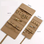 Travel Jewelry Organizer Case, Foldable Jewelry Roll for Necklaces, Earrings, Journey-Rings, Bracelets, Brooches, Portable, white（excluding jewelry）